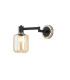 Worcester Adjustable Swing Arm Wall Light 1 Light E14 Satin Nickel/Satin Black/Amber Striped Cylinder Glass-1
