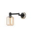Worcester Adjustable Swing Arm Wall Light 1 Light E14 Satin Nickel/Satin Black/Amber Striped Cylinder Glass-4