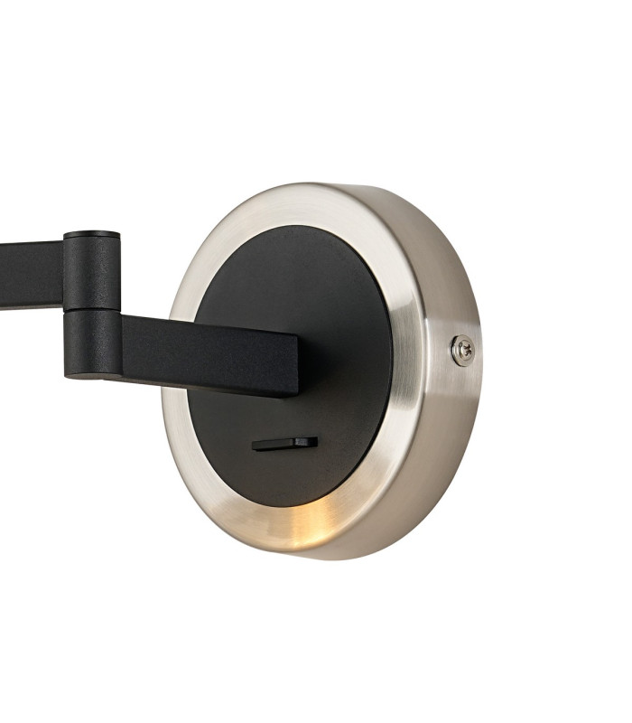 Worcester Adjustable Swing Arm Wall Light 1 Light E14 Satin Nickel/Satin Black/Amber Striped Cylinder Glass-5