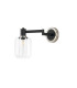 Worcester Adjustable Swing Arm Wall Light 1 Light E14 Satin Nickel/Satin Black/Clear Striped Cylinder Glass-4