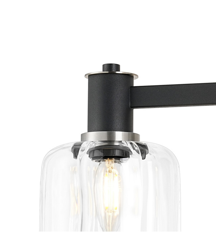 Worcester Adjustable Swing Arm Wall Light 1 Light E14 Satin Nickel/Satin Black/Clear Striped Cylinder Glass-6