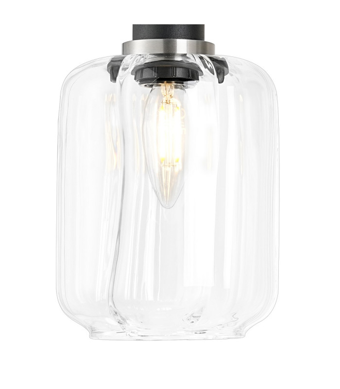 Worcester Adjustable Swing Arm Wall Light 1 Light E14 Satin Nickel/Satin Black/Clear Striped Cylinder Glass-7
