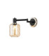 Worcester Adjustable Swing Arm Wall Light 1 Light E14 Satin Nickel/Satin Black/Amber Twisted Cylinder Glass-1