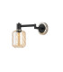 Worcester Adjustable Swing Arm Wall Light 1 Light E14 Satin Nickel/Satin Black/Amber Twisted Cylinder Glass-4