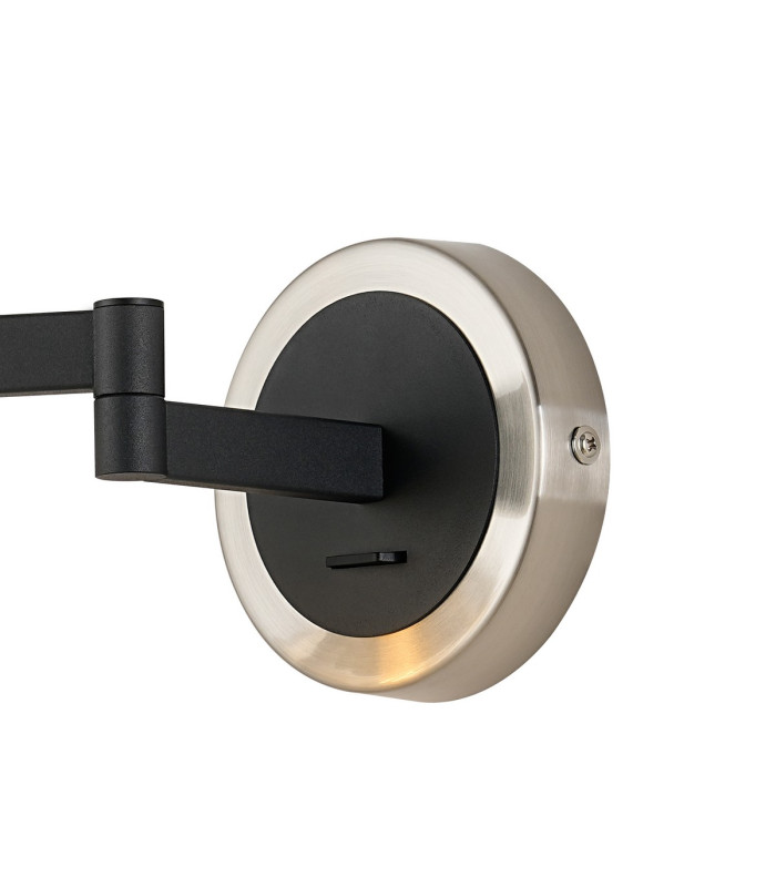 Worcester Adjustable Swing Arm Wall Light 1 Light E14 Satin Nickel/Satin Black/Amber Twisted Cylinder Glass-5