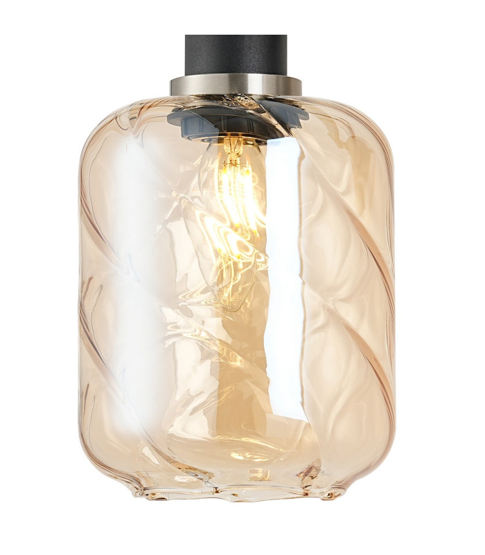 Worcester Adjustable Swing Arm Wall Light 1 Light E14 Satin Nickel/Satin Black/Amber Twisted Cylinder Glass-7