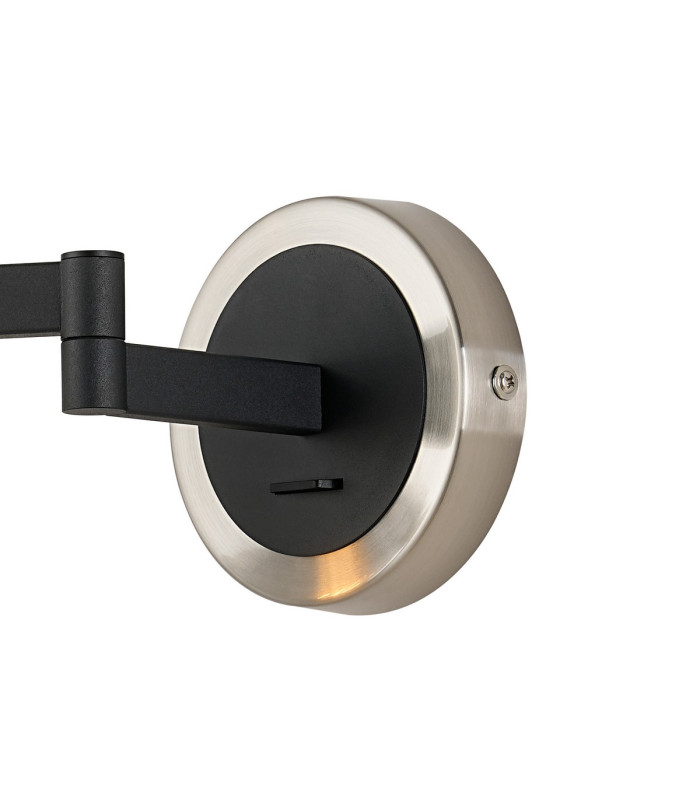 Worcester Adjustable Swing Arm Wall Light 1 Light E14 Satin Nickel/Satin Black/Smoke Twisted Cylinder Glass-5