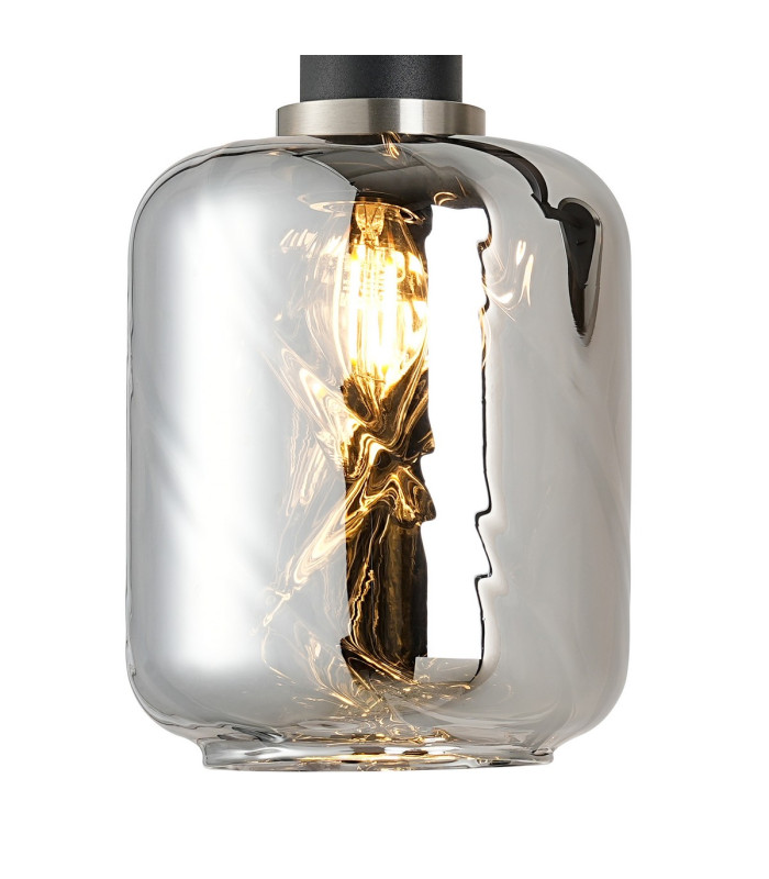 Worcester Adjustable Swing Arm Wall Light 1 Light E14 Satin Nickel/Satin Black/Smoke Twisted Cylinder Glass-7