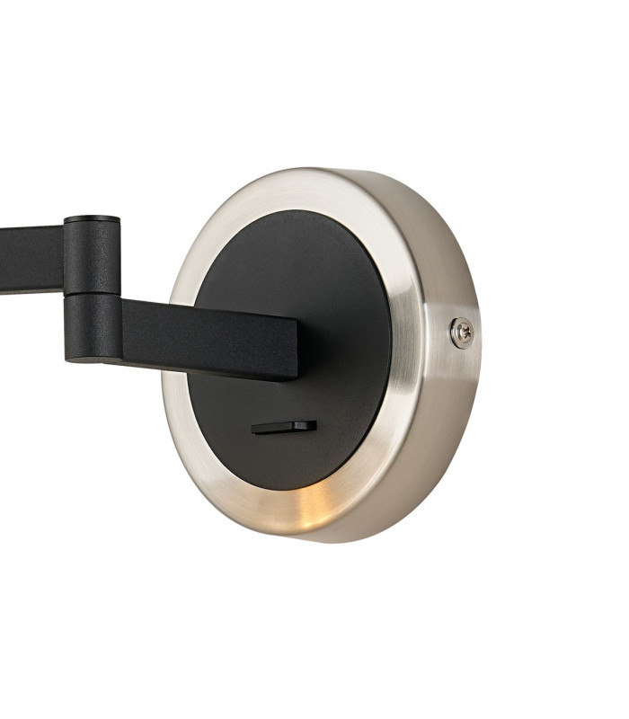 Worcester Adjustable Swing Arm Wall Light 1 Light E14 Satin Nickel/Satin Black/Amber Uniform Dimple Cylinder Glass-5