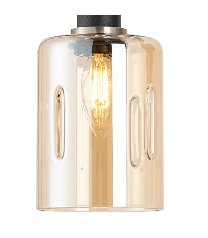 Worcester Adjustable Swing Arm Wall Light 1 Light E14 Satin Nickel/Satin Black/Amber Uniform Dimple Cylinder Glass-7