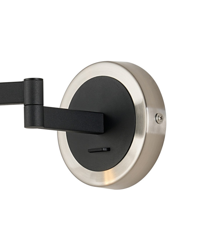 Worcester Adjustable Swing Arm Wall Light 1 Light E14 Satin Nickel/Satin Black/Clear Uniform Dimple Cylinder Glass-5
