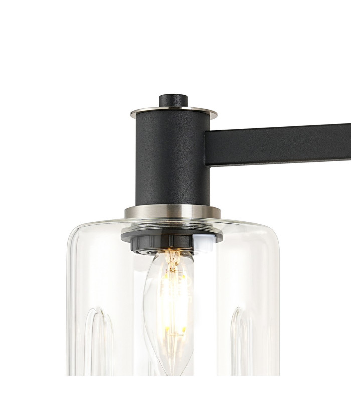 Worcester Adjustable Swing Arm Wall Light 1 Light E14 Satin Nickel/Satin Black/Clear Uniform Dimple Cylinder Glass-6