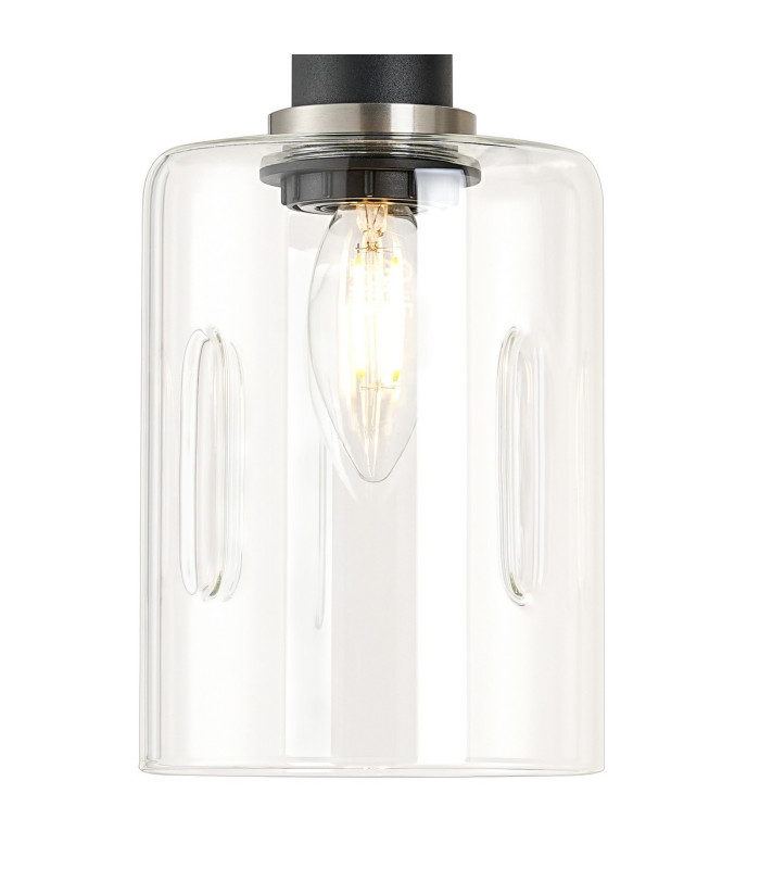 Worcester Adjustable Swing Arm Wall Light 1 Light E14 Satin Nickel/Satin Black/Clear Uniform Dimple Cylinder Glass-7