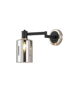 Worcester Adjustable Swing Arm Wall Light 1 Light E14 Satin Nickel/Satin Black/Smoke Uniform Dimple Cylinder Glass-1
