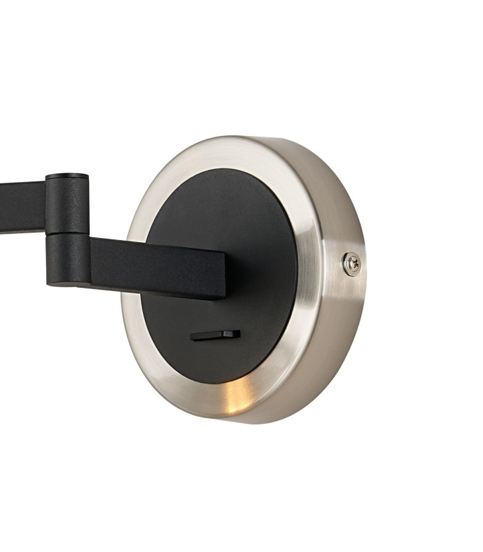 Worcester Adjustable Swing Arm Wall Light 1 Light E14 Satin Nickel/Satin Black/Smoke Uniform Dimple Cylinder Glass-5