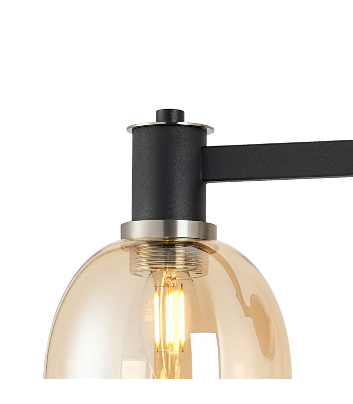 Worcester Adjustable Swing Arm Wall Light 1 Light E14 Satin Nickel/Satin Black/Amber Fade Wine Glass Glass-6