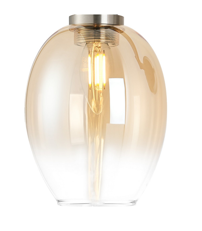 Worcester Adjustable Swing Arm Wall Light 1 Light E14 Satin Nickel/Satin Black/Amber Fade Wine Glass Glass-7