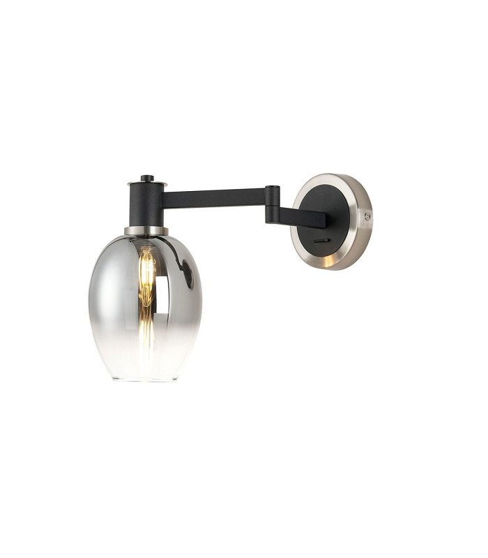 Worcester Adjustable Swing Arm Wall Light 1 Light E14 Satin Nickel/Satin Black/Smoke Fade Wine Glass Glass-1