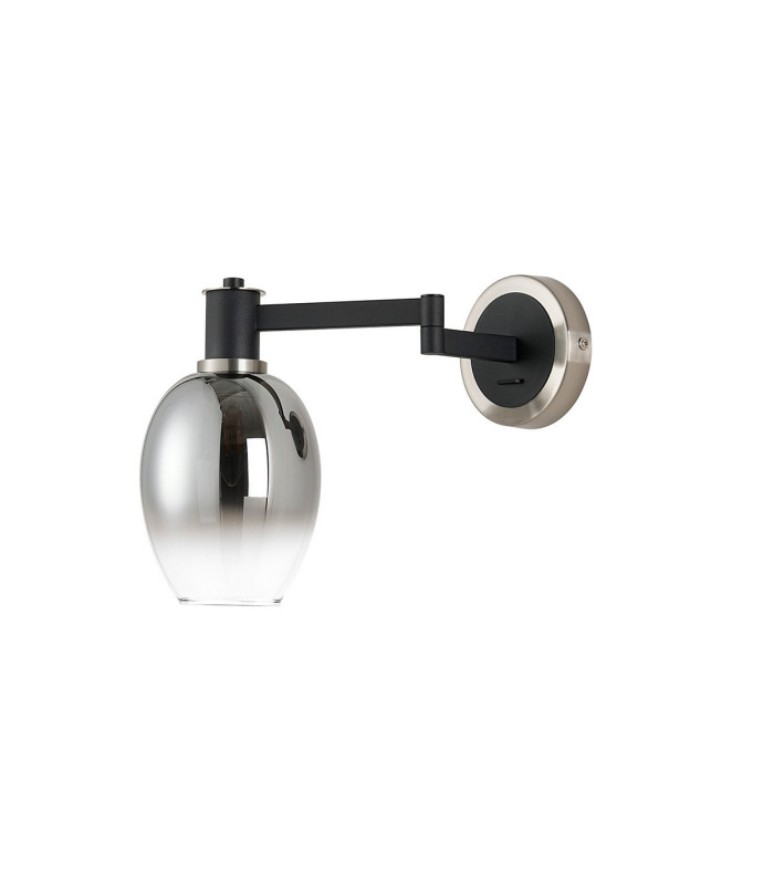 Worcester Adjustable Swing Arm Wall Light 1 Light E14 Satin Nickel/Satin Black/Smoke Fade Wine Glass Glass-4