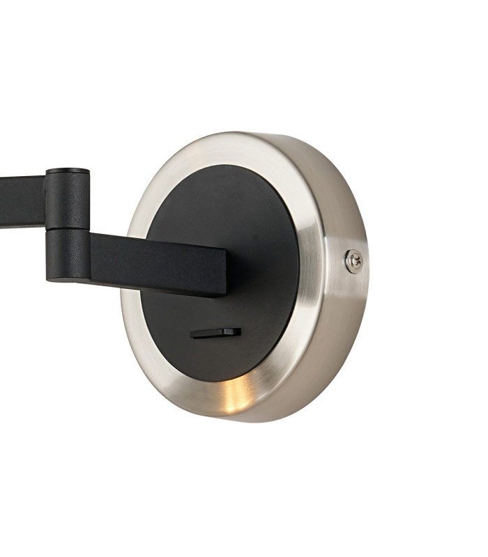 Worcester Adjustable Swing Arm Wall Light 1 Light E14 Satin Nickel/Satin Black/Smoke Fade Wine Glass Glass-5
