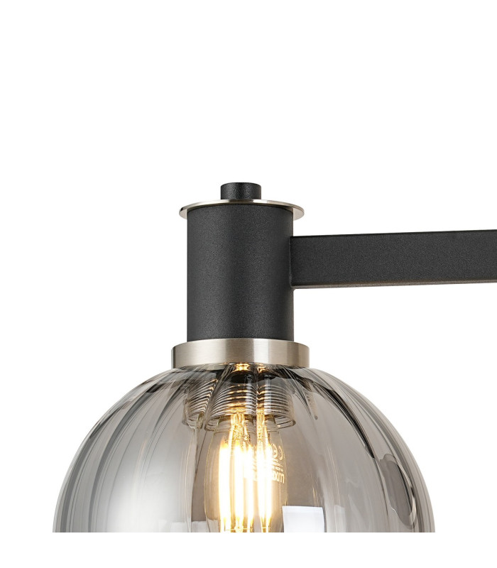 Worcester Adjustable Swing Arm Wall Light 1 Light E14 Satin Nickel/Satin Black/Smoke Plated Round Segment Glass-7