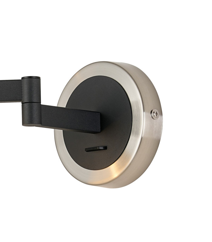 Worcester Adjustable Swing Arm Wall Light 1 Light E14 Satin Nickel/Satin Black/White Round Speckled Glass-5