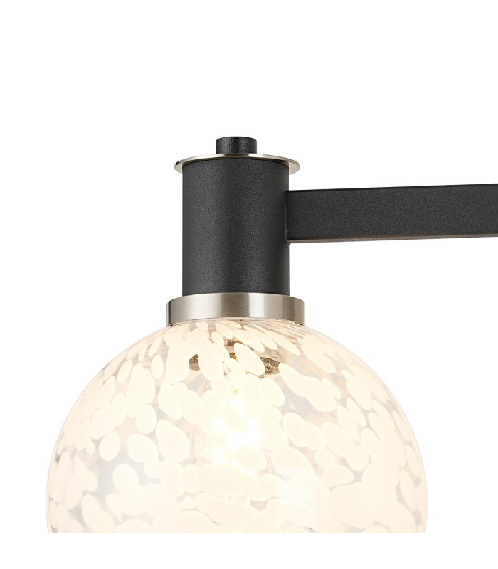 Worcester Adjustable Swing Arm Wall Light 1 Light E14 Satin Nickel/Satin Black/White Round Speckled Glass-6
