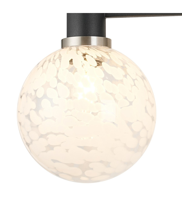 Worcester Adjustable Swing Arm Wall Light 1 Light E14 Satin Nickel/Satin Black/White Round Speckled Glass-7