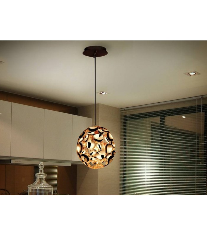Spherical Ceiling Pendant Gold, Brown, E27 - 1