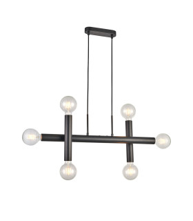 Jackson 3 Arm 6 Light Linear Adjustable Pendant/Semi Flush E27 Satin Black-1