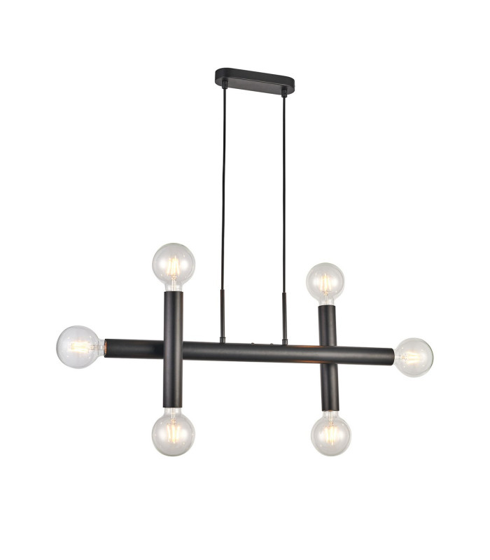 Jackson 3 Arm 6 Light Linear Adjustable Pendant/Semi Flush E27 Satin Black-1