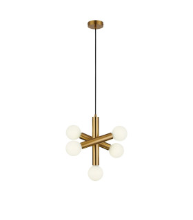 Jackson 3 Arm 5 Light Vertical Adjustable Pendant E27 Antique Gold-1