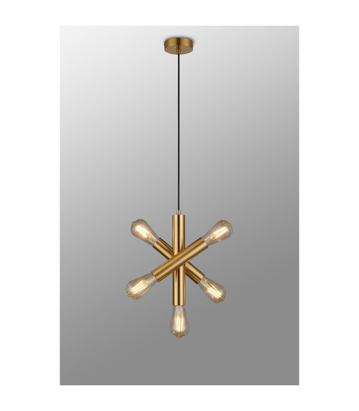 Jackson 3 Arm 5 Light Vertical Adjustable Pendant E27 Antique Gold-12