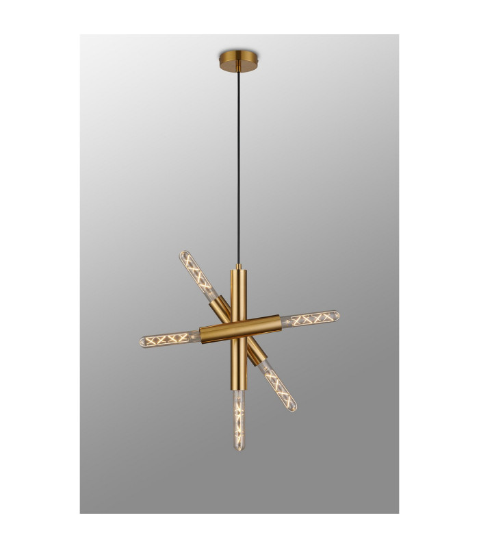 Jackson 3 Arm 5 Light Vertical Adjustable Pendant E27 Antique Gold-14