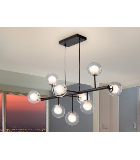 9 Light Crystal Ceiling Pendant Matt black, chrome, G9 - 1