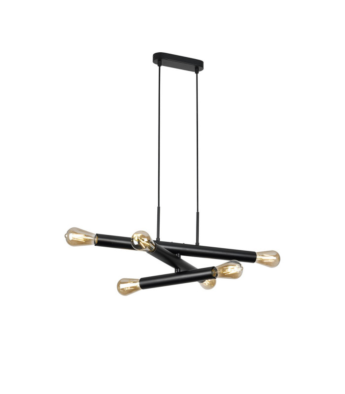 Jackson 3 Arm 6 Light Horizontal Adjustable Pendant E27 Satin Black-1