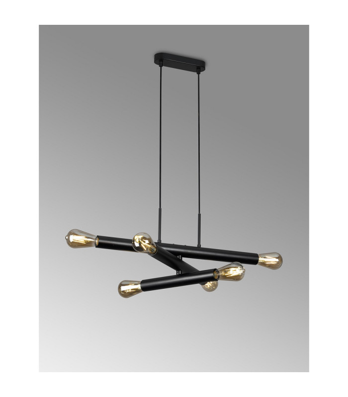Jackson 3 Arm 6 Light Horizontal Adjustable Pendant E27 Satin Black-3