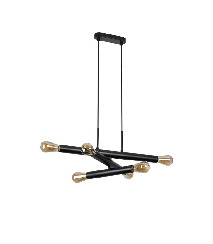 Jackson 3 Arm 6 Light Horizontal Adjustable Pendant E27 Satin Black-4