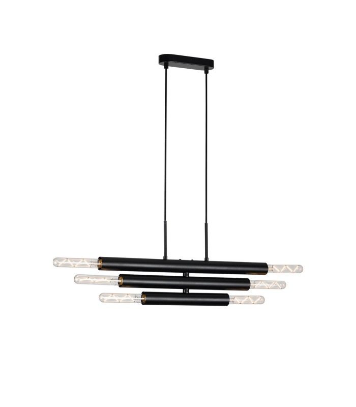 Jackson 3 Arm 6 Light Horizontal Adjustable Pendant E27 Satin Black-5