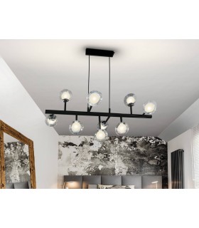 9 Light Dimmable Crystal Multi Arm Ceiling Pendant with Remote Control Matt black, chrome, G9 - 1