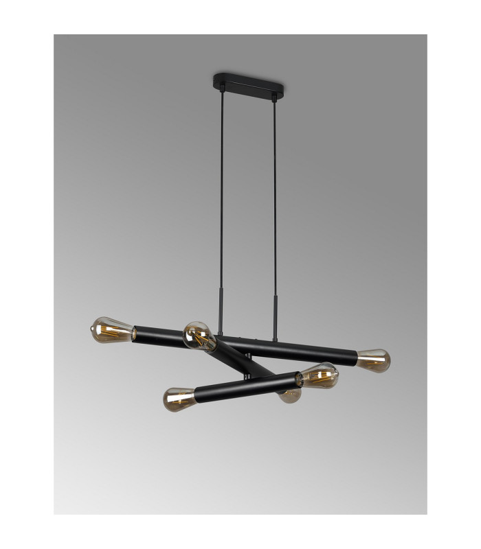 Jackson 3 Arm 6 Light Horizontal Adjustable Pendant E27 Satin Black-13