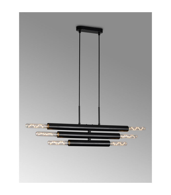 Jackson 3 Arm 6 Light Horizontal Adjustable Pendant E27 Satin Black-14