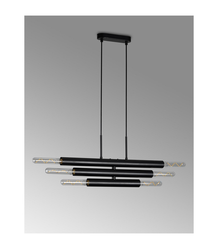 Jackson 3 Arm 6 Light Horizontal Adjustable Pendant E27 Satin Black-15