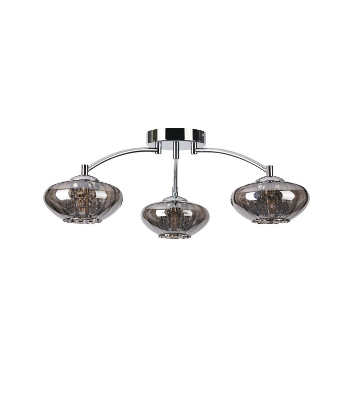 Bayside 55.5cm Flush Ceiling Light 3 Light G9 Polished Chrome/Smoked Glass/Clear Crystal-4