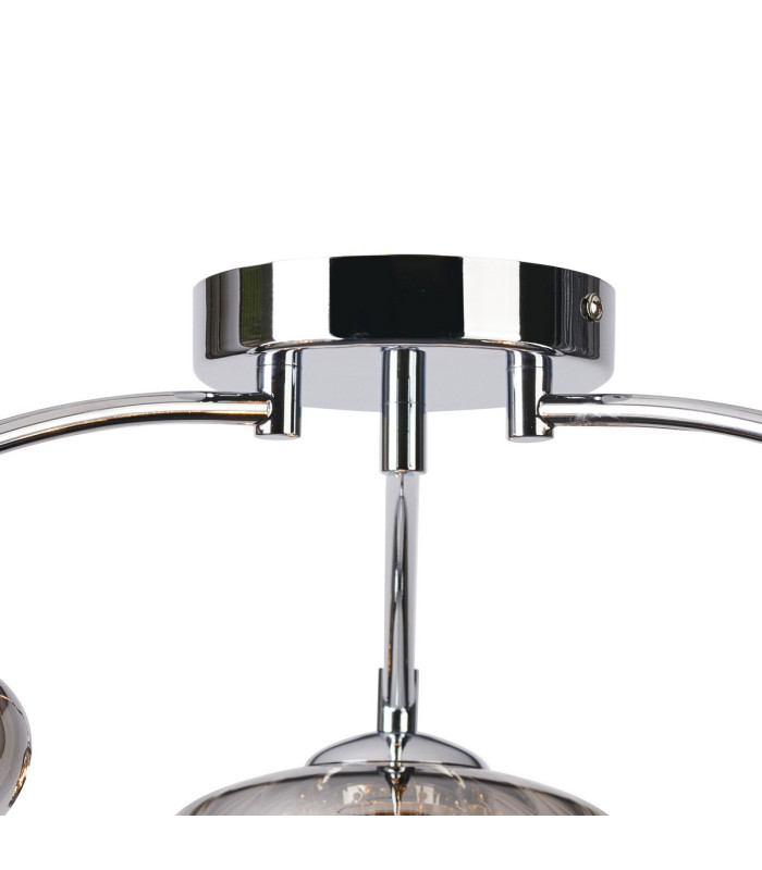 Bayside 55.5cm Flush Ceiling Light 3 Light G9 Polished Chrome/Smoked Glass/Clear Crystal-5