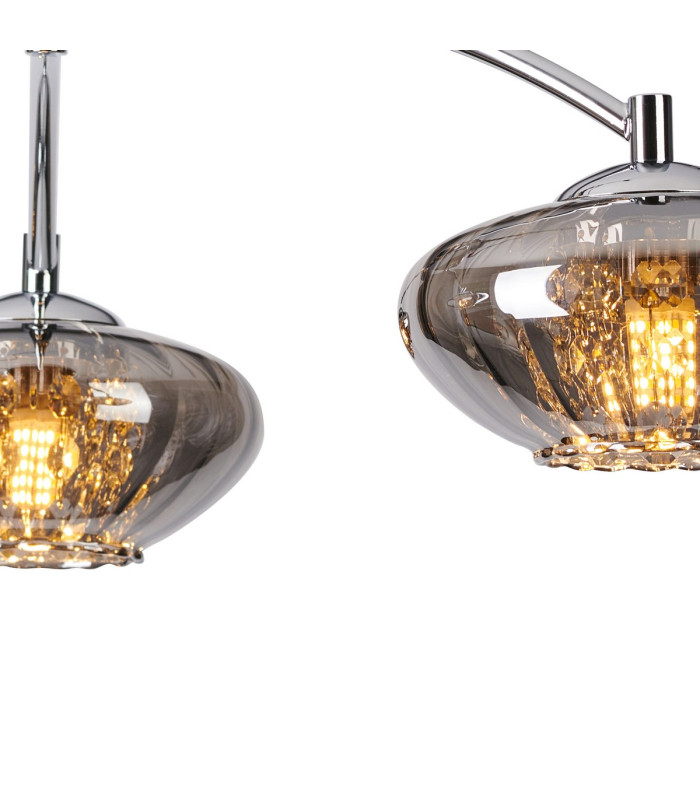 Bayside 55.5cm Flush Ceiling Light 3 Light G9 Polished Chrome/Smoked Glass/Clear Crystal-7