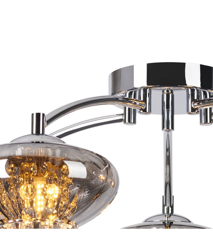 Bayside 55.5cm Flush Ceiling Light 5 Light G9 Polished Chrome/Smoked Glass/Clear Crystal-6