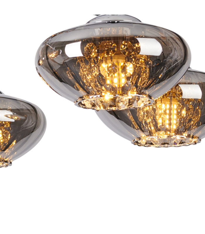 Bayside 55.5cm Flush Ceiling Light 5 Light G9 Polished Chrome/Smoked Glass/Clear Crystal-7