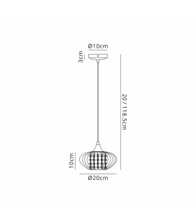 Bayside 20cm Pendant 1 Light E14 Antique Brass/Cognac Glass/Clear Crystal-2