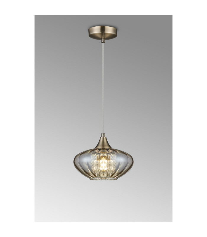 Bayside 20cm Pendant 1 Light E14 Antique Brass/Cognac Glass/Clear Crystal-8